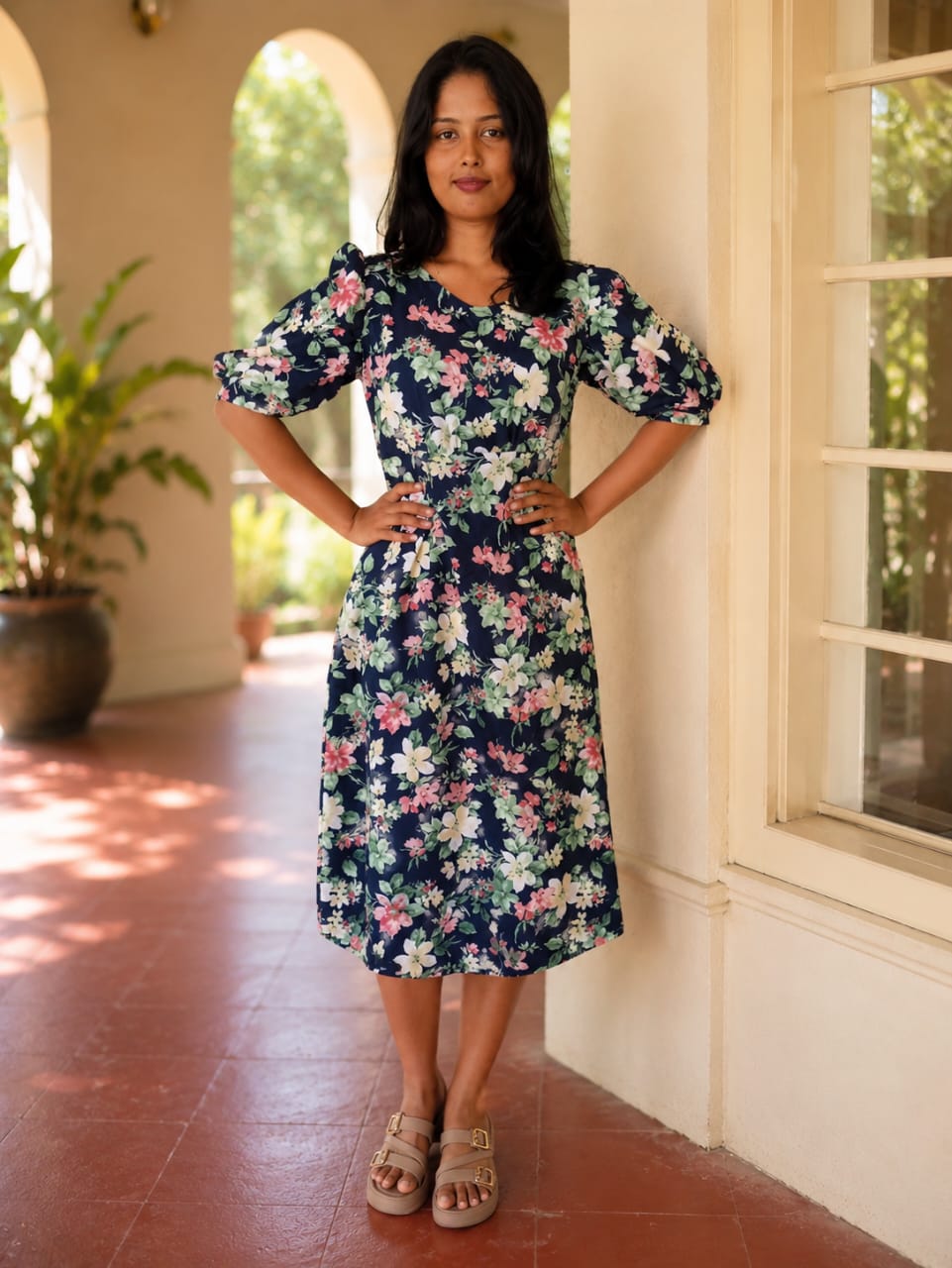 Floral black dress