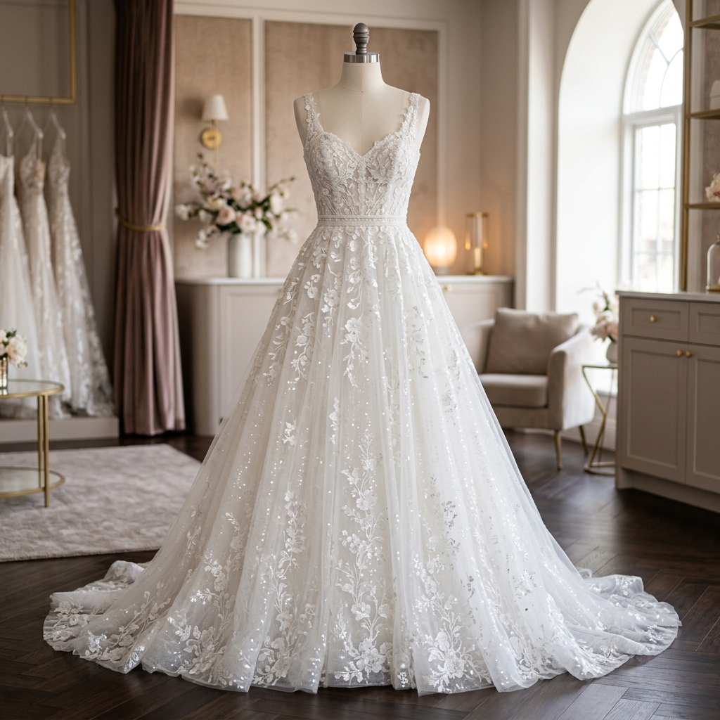 Imperial White Floral Bridal Gown